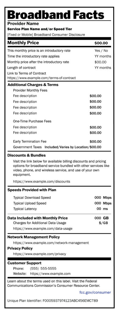 Example of a BroadBand-Label