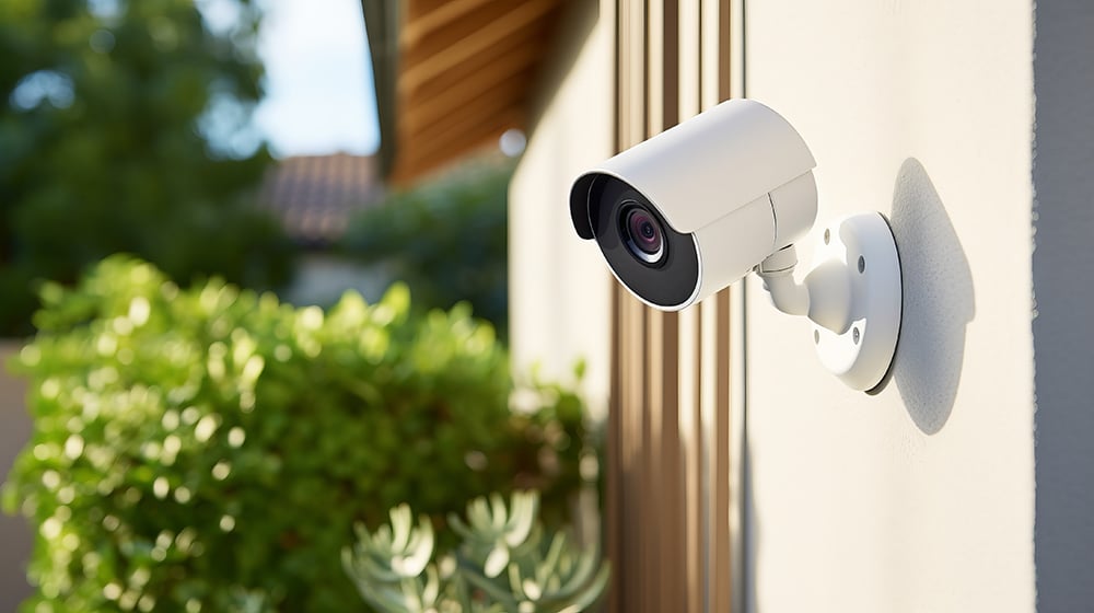 security cameras mounted on the side of a building